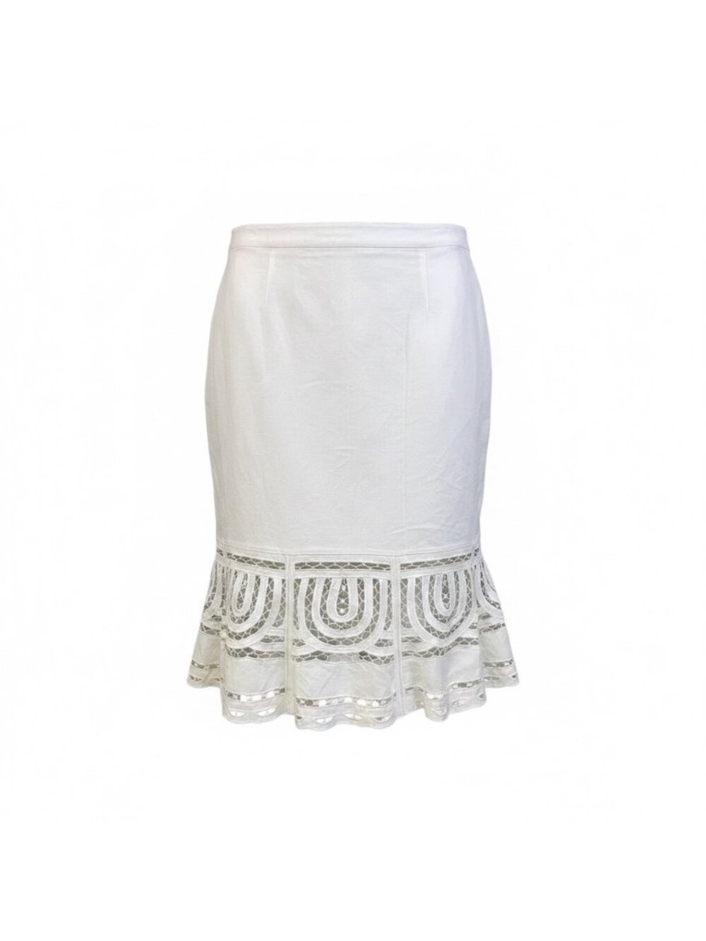 Ashley Stewart Womens White Linen & Rayon Cutwork Pencil Skirt Size 24W
